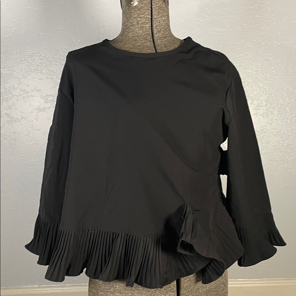 Elegant Black Pleated Women's  Top
